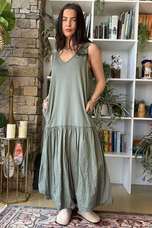 Paloma Bubble Hem Layering Dress Soft Khaki